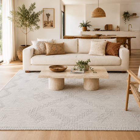 Anjuna Aztec Wool Blend Grey Rug (No Tassel)
