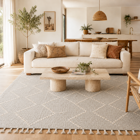 Anjuna Zig-Zag Wool Blend Grey Rug