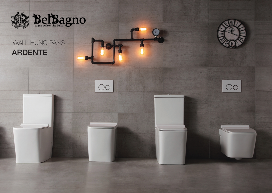 Ardente-R Rimless Nano Glaze Wall Faced Toilet (Gloss White) - Clearance