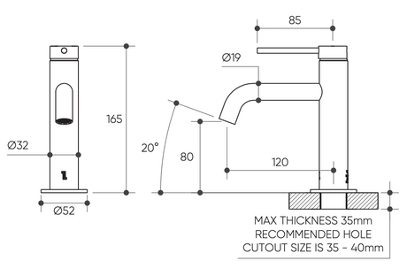 Argia Basin Mixer Lead Free drawing