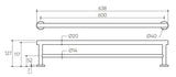 Argia Double Towel Rail 600 drawing