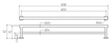 Argia Double Towel Rail 800 drawing