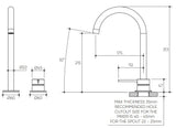 Argia Hob Basin Mixer Set 175 Curved Spout Lead Free drawing