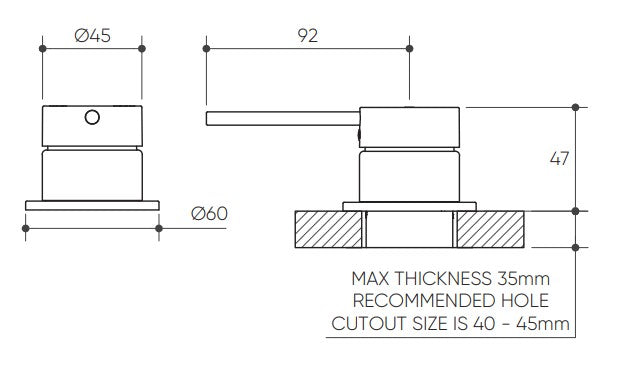 Argia Hob Mixer Lead Free drawing