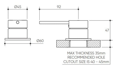 Argia Hob Mixer Lead Free drawing