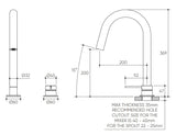 Argia Hob Sink Mixer Set 200 Curved Spout Lead Free drawing