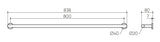 Argia Single Towel Rail 800 drawing