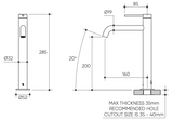 Argia Tall Basin Mixer Lead Free drawing