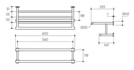 Argia Towel Rack drawing