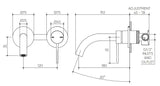 Argia Wall Basin/Bath Mixer Set 180 Curved Spout Lead Free drawing