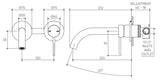 Argia Wall Basin/Bath Mixer Set 220 Curved Spout Lead Free drawing