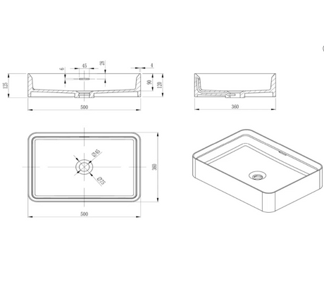 Astera - 500 x 360 x 120mm