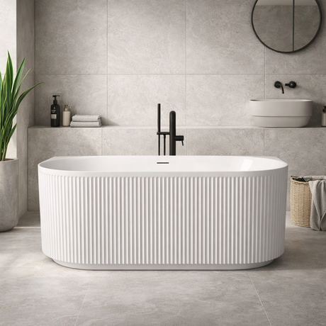 Attica HAVANA BTW Multi-fit Fluted Bathtub With Overflow (1500/1700mm) (Matte White/ Gloss White)