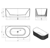 Attica HAVANA BTW Multi-fit Fluted Bathtub With Overflow (1500/1700mm) (Matte White/ Gloss White)