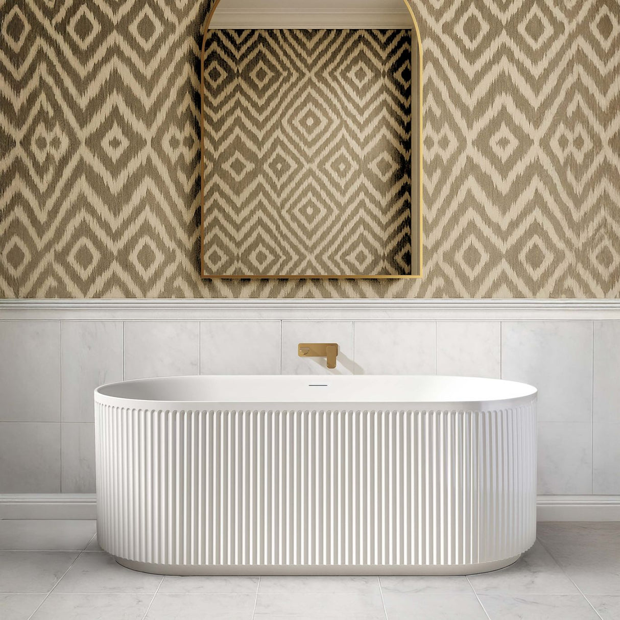 Attica HAVANA Fluted Bathtub With Overflow (1500/1700mm) (Matte White/ Gloss White)