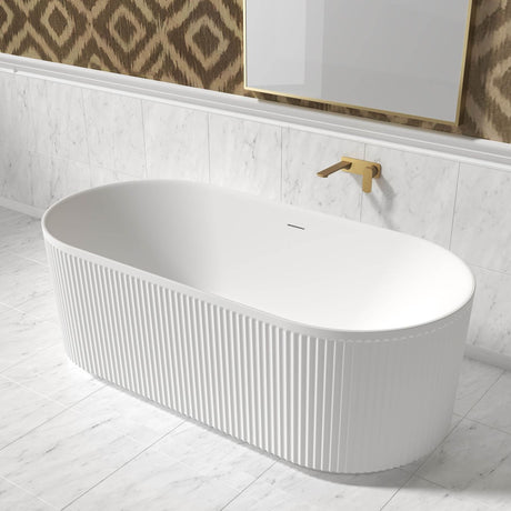 Attica HAVANA Fluted Bathtub With Overflow (1500/1700mm) (Matte White/ Gloss White)
