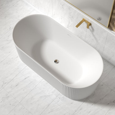 Attica HAVANA Fluted Bathtub With Overflow (1500/1700mm) (Matte White/ Gloss White)