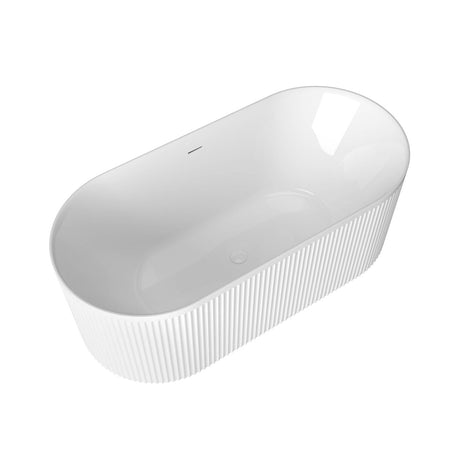 Attica HAVANA Fluted Bathtub With Overflow (1500/1700mm) (Matte White/ Gloss White)