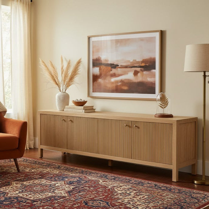 Audrey Solid Teak Wood  Entertainment Unit – 2m – Natural
