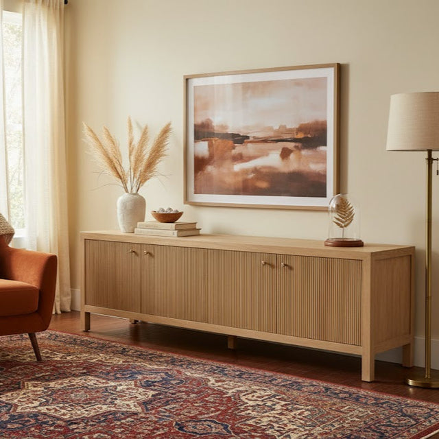 Audrey Solid Teak Wood  Entertainment Unit – 2m – Natural