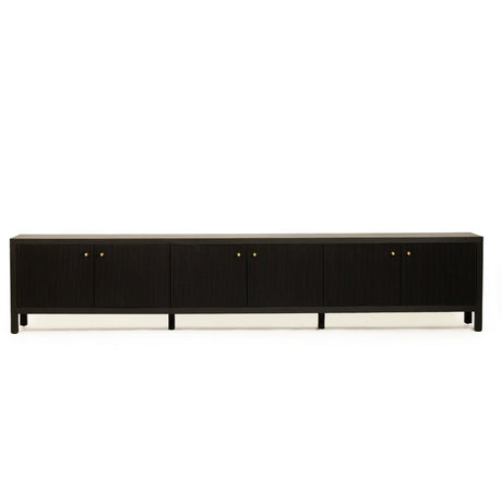 Audrey Solid Teak Wood  Entertainment Unit – 3m – Black