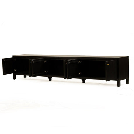 Audrey Solid Teak Wood  Entertainment Unit – 3m – Black