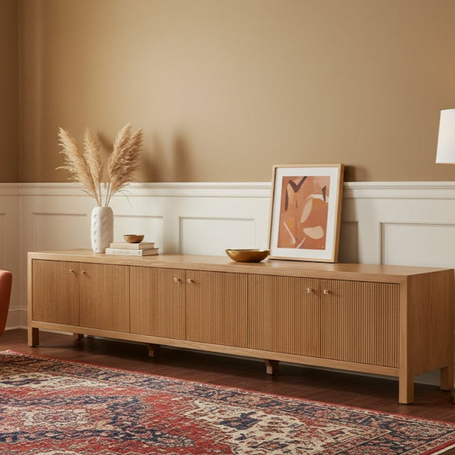 Audrey Solid Teak Wood  Entertainment Unit – 3m – Natural