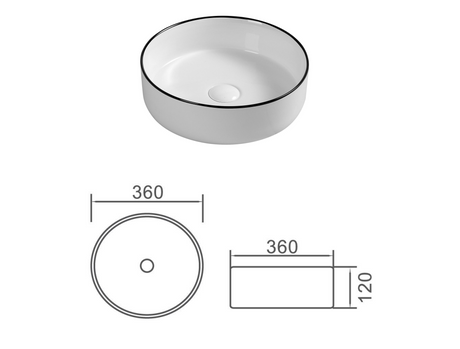 Aulic DOVE Black&White Ceramic Basin (Round: 360x360x120)
