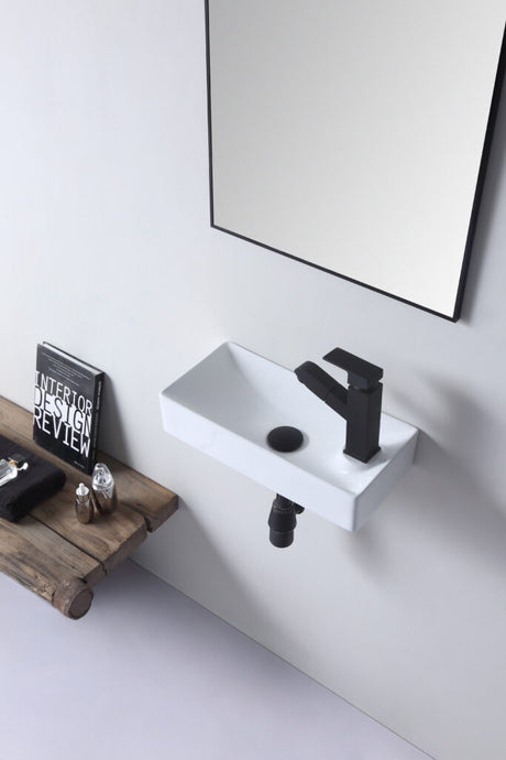 Aulic TYRRELL Ceramic Basin Gloss White (Regtangle: 445x200x95)