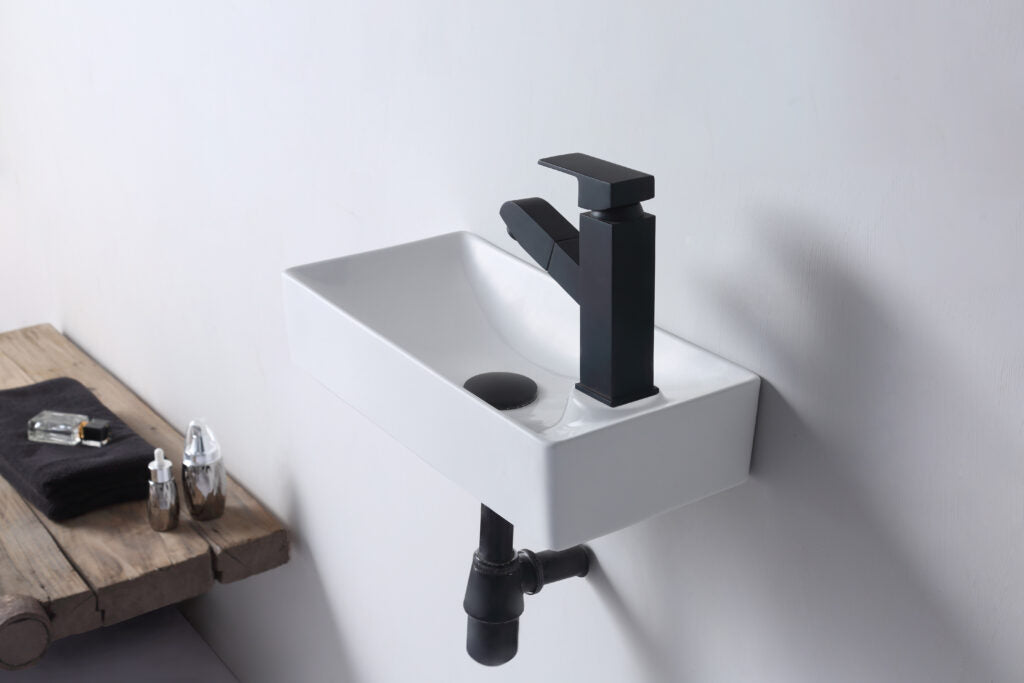 Aulic TYRRELL Ceramic Basin Gloss White (Regtangle: 445x200x95)