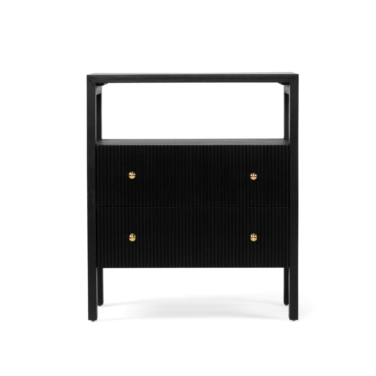 Aurelia Teak Black Bedside Table - 0.6m