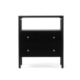 Aurelia Teak Black Bedside Table - 0.6m