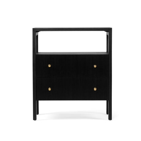 Aurelia Teak Black Bedside Table - 0.6m
