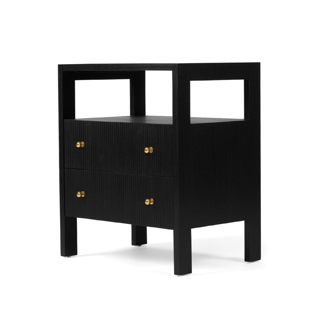 Aurelia Teak Black Bedside Table - 0.6m