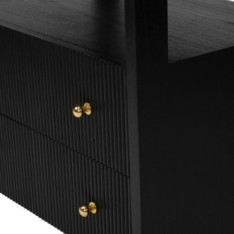 Aurelia Teak Black Bedside Table - 0.6m