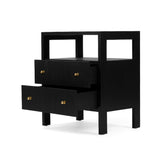 Aurelia Teak Black Bedside Table - 0.6m