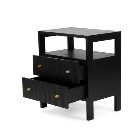 Aurelia Teak Black Bedside Table - 0.6m