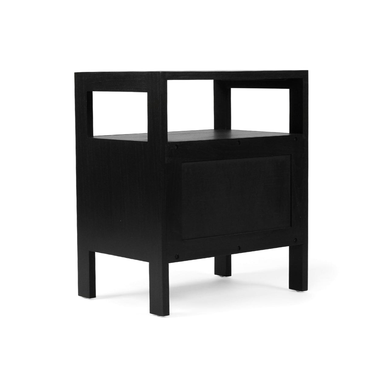 Aurelia Teak Black Bedside Table - 0.6m