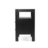 Aurelia Teak Black Bedside Table - 0.6m