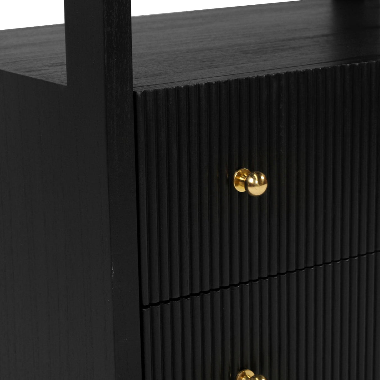 Aurelia Teak Black Bedside Table - 0.6m