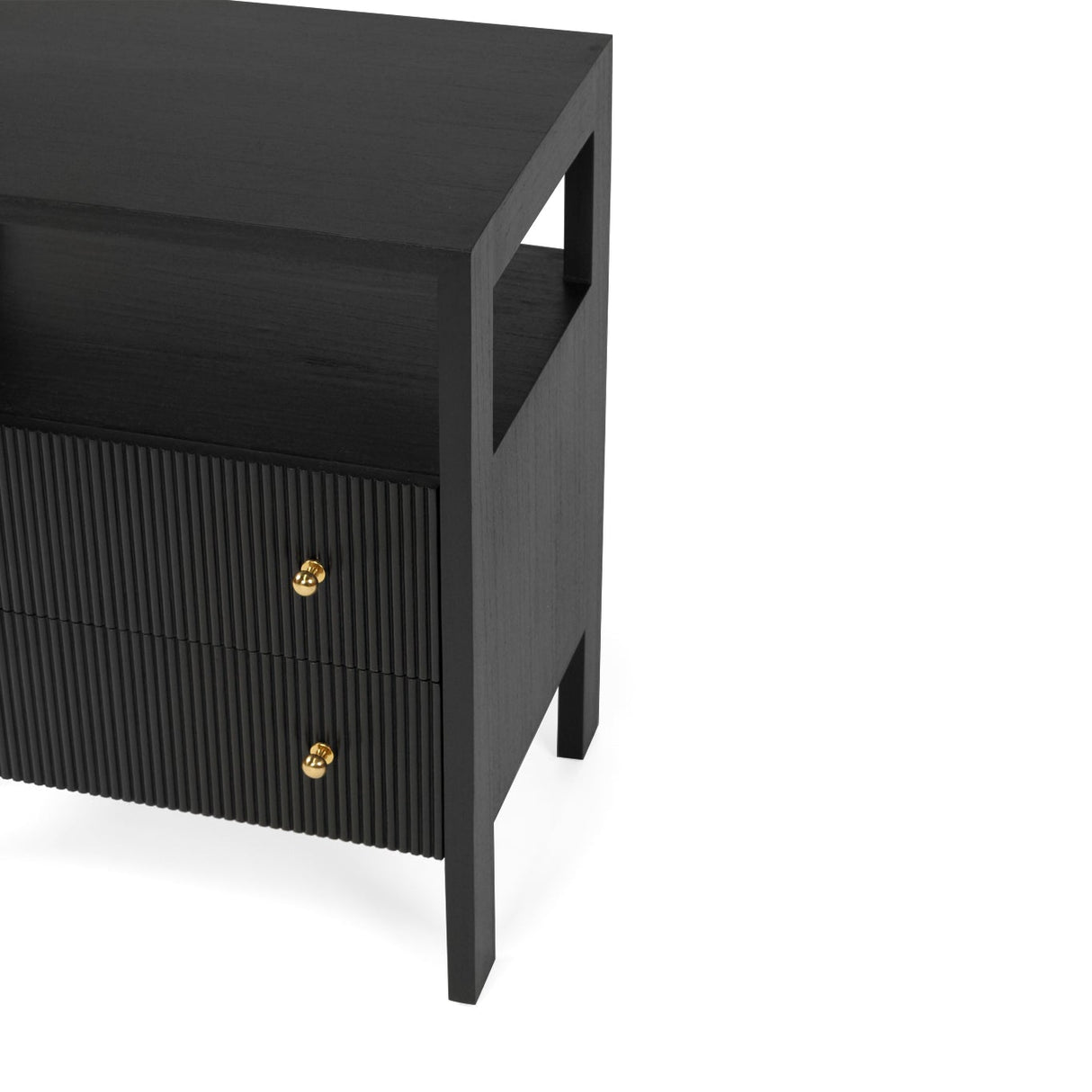 Aurelia Teak Black Bedside Table - 0.6m