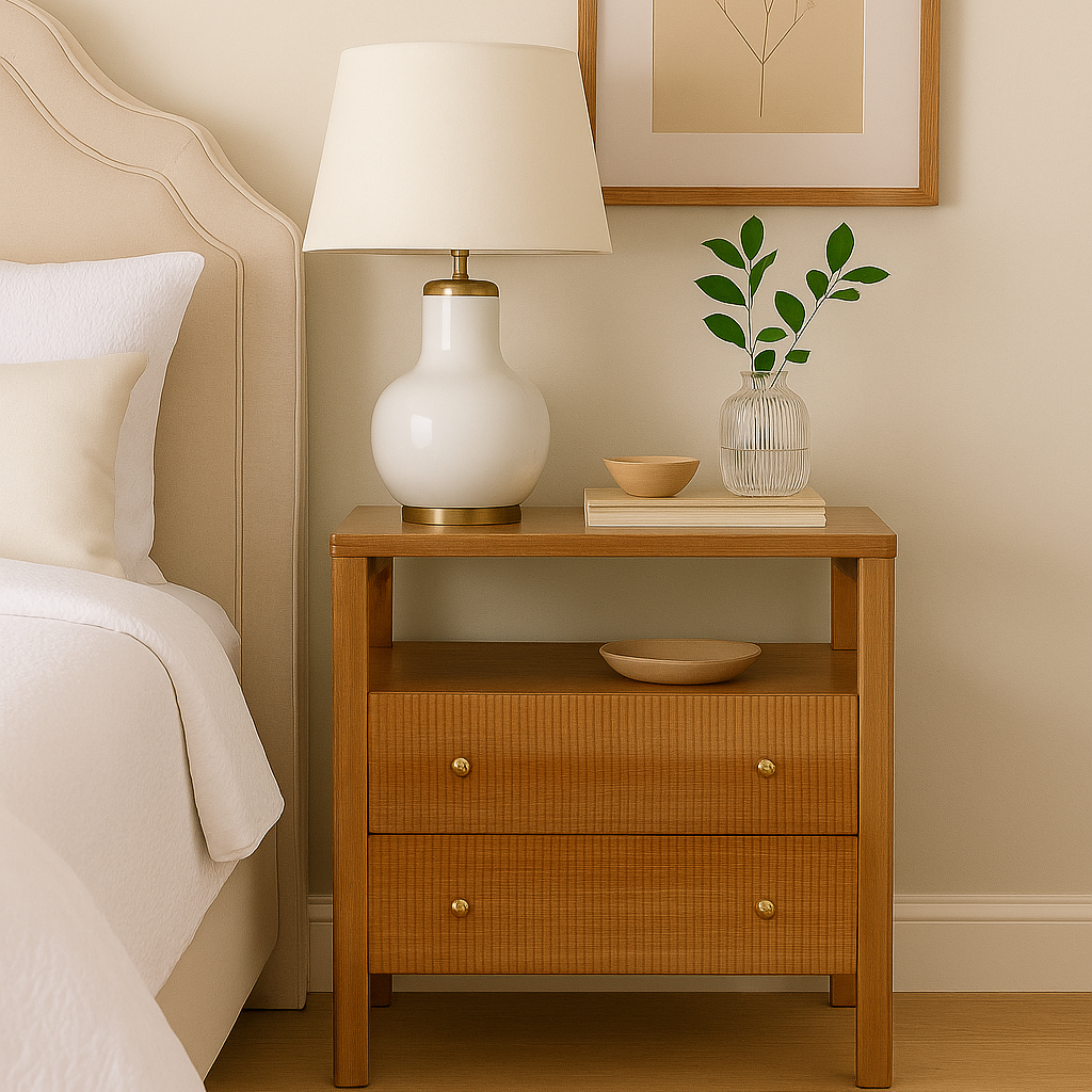 Aurelia Teak Natural Bedside Table - 0.6m
