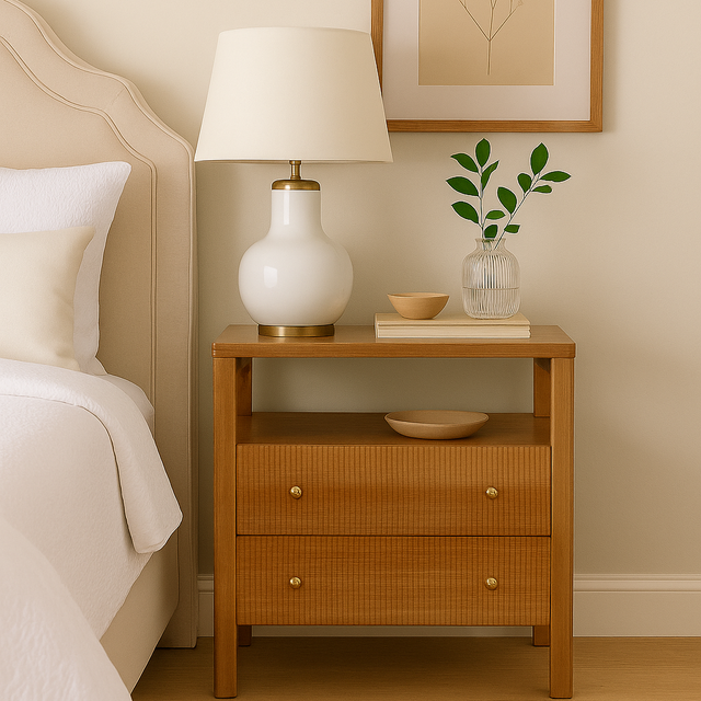Aurelia Teak Natural Bedside Table - 0.6m