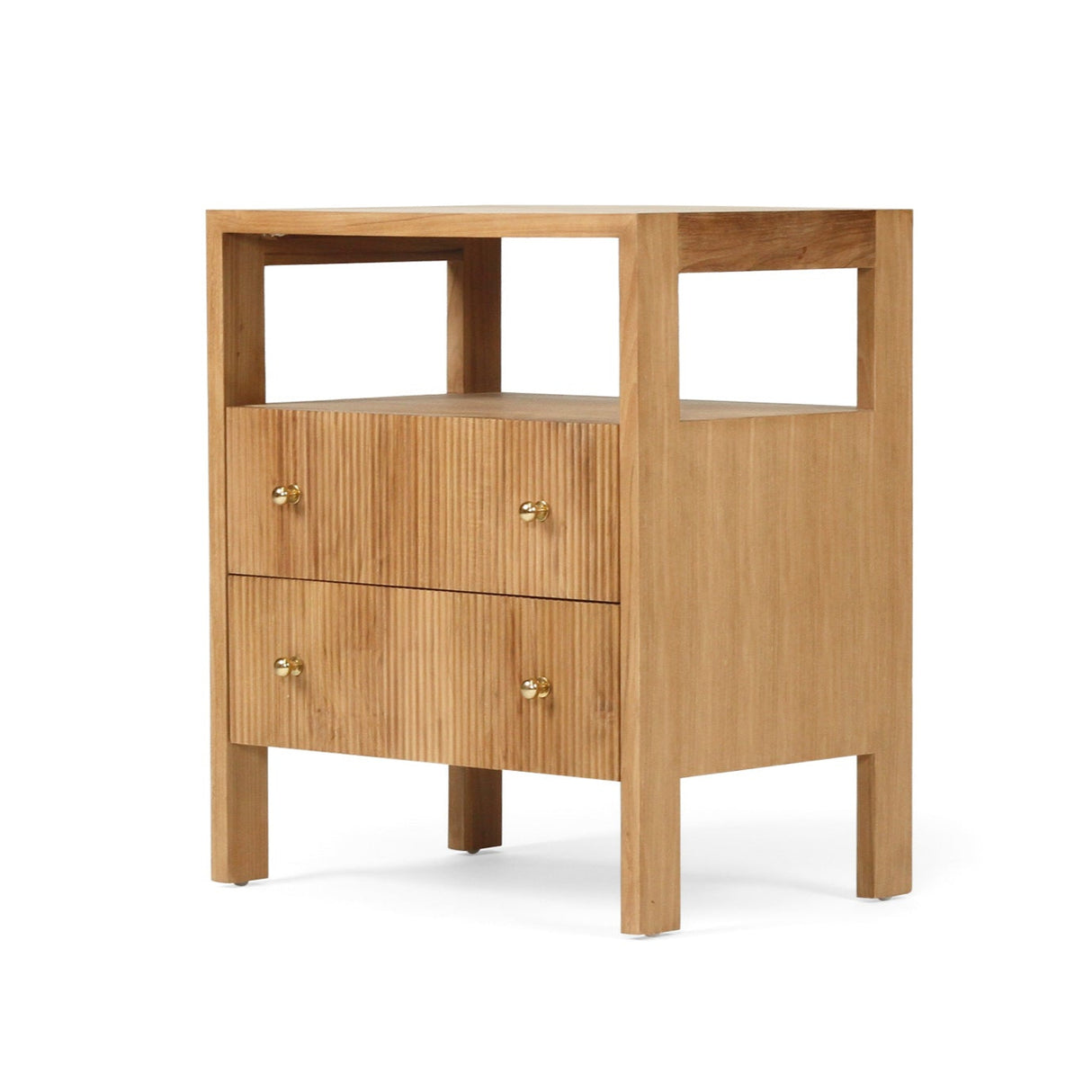 Aurelia Teak Natural Bedside Table - 0.6m