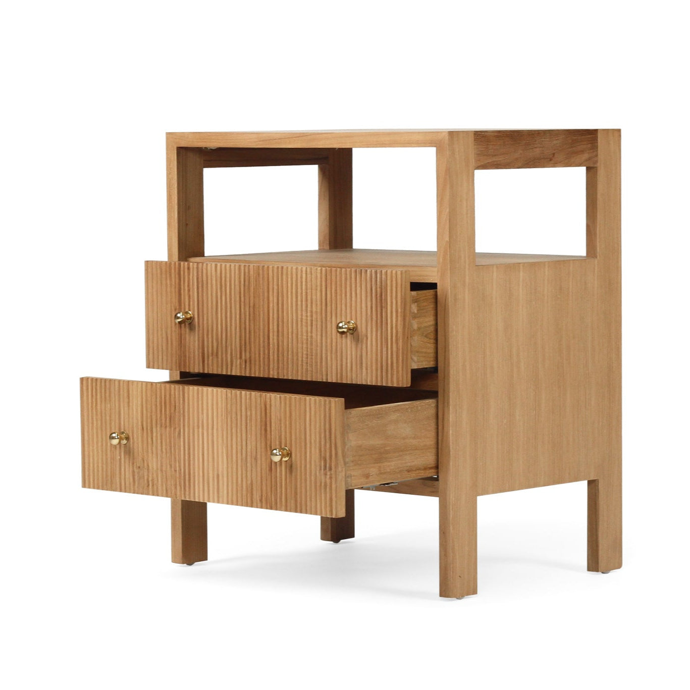 Aurelia Teak Natural Bedside Table - 0.6m