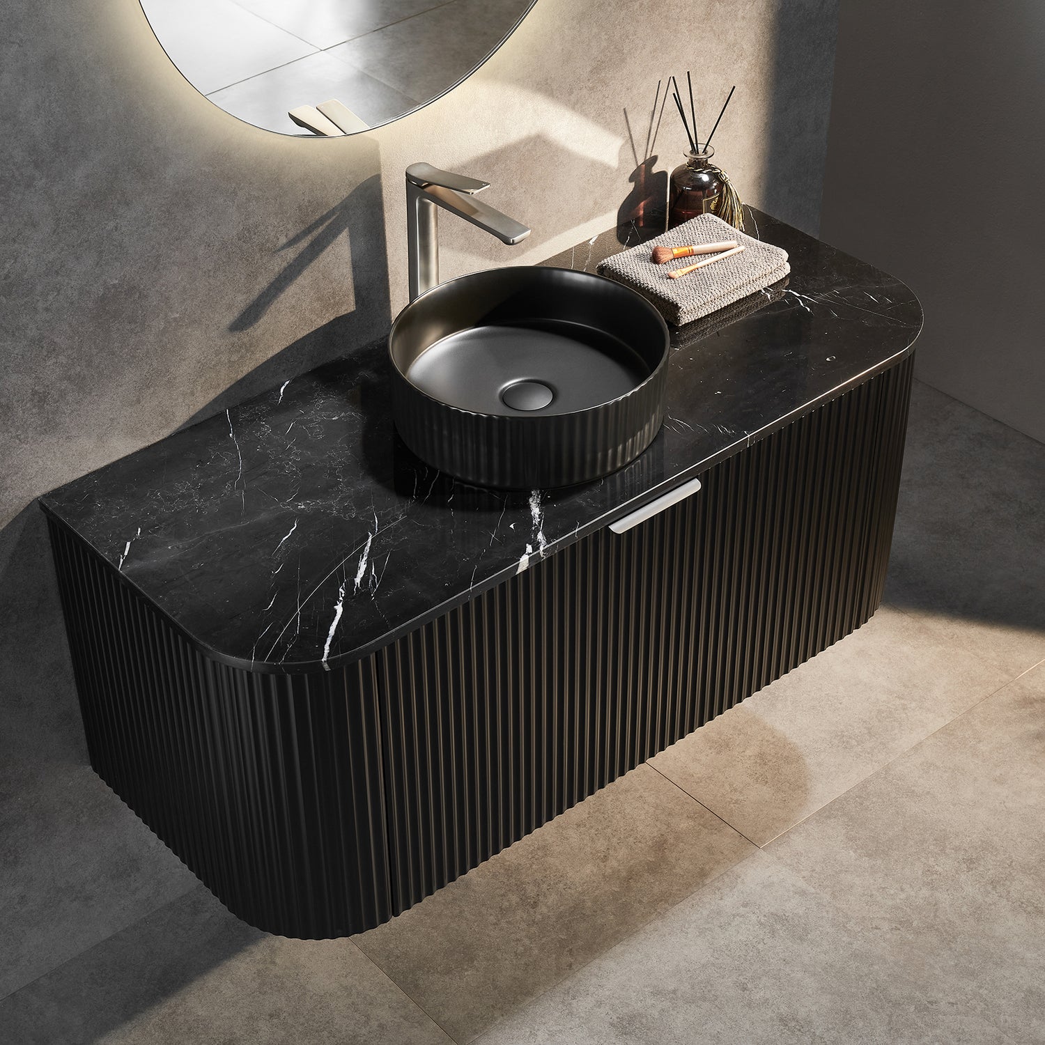Avalon Wall Hung Vanity 1200mm (Single Bowl/Matte Black)