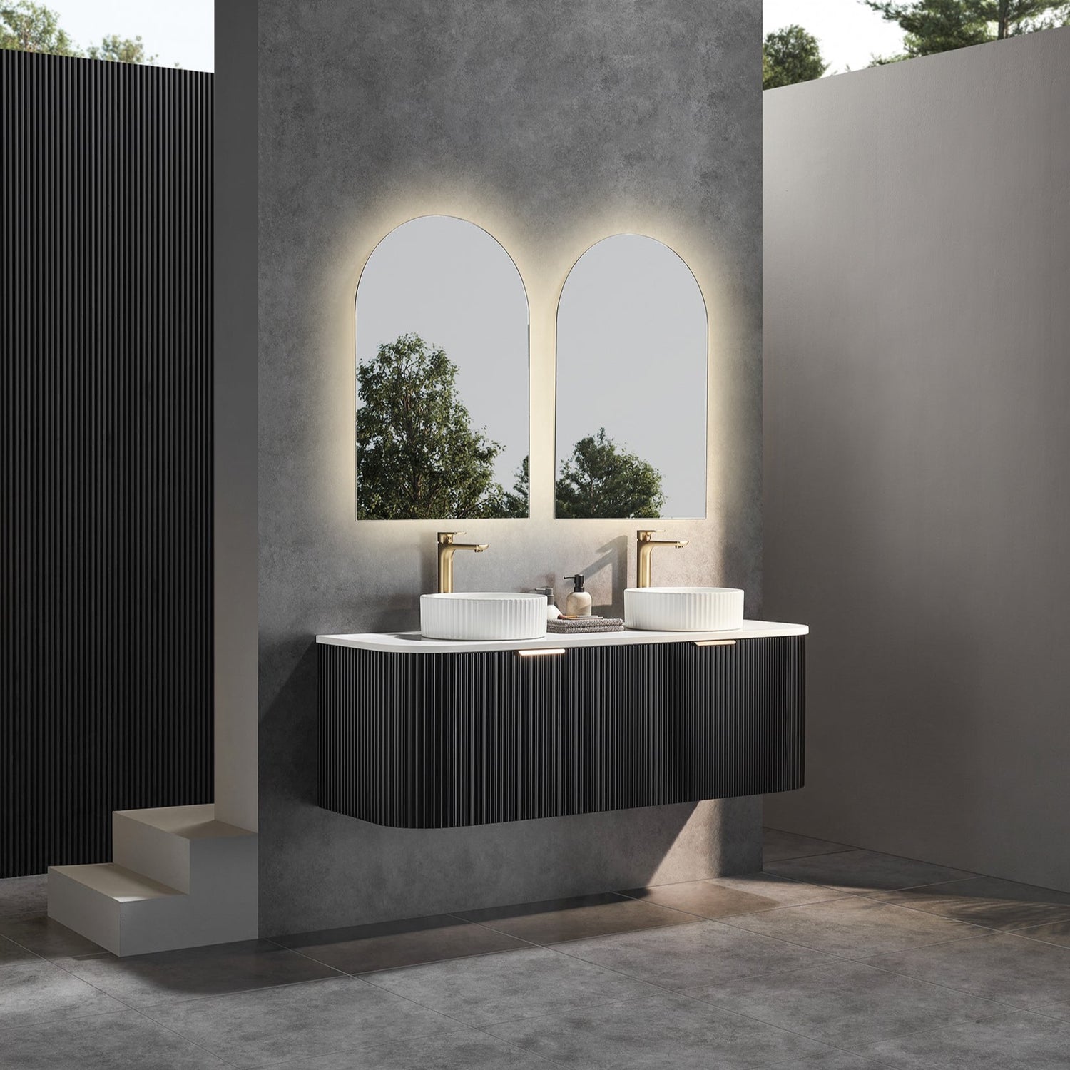 Avalon Wall Hung Vanity 1500mm (Double Bowl/Matte Black)