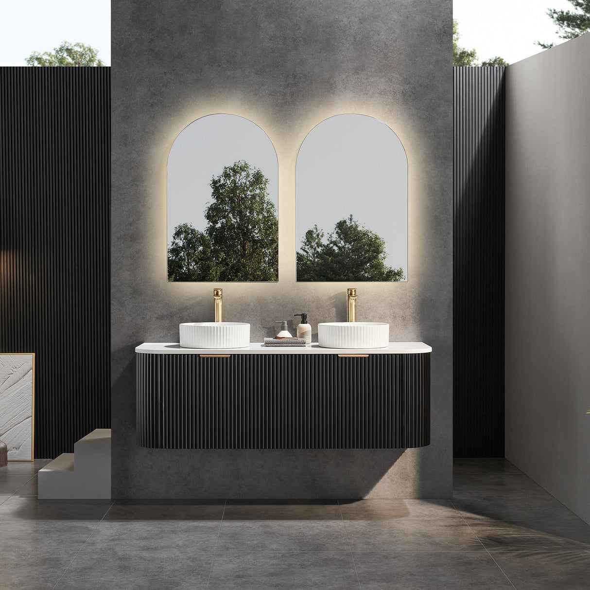 Avalon Wall Hung Vanity 1500mm (Double Bowl/Matte Black)