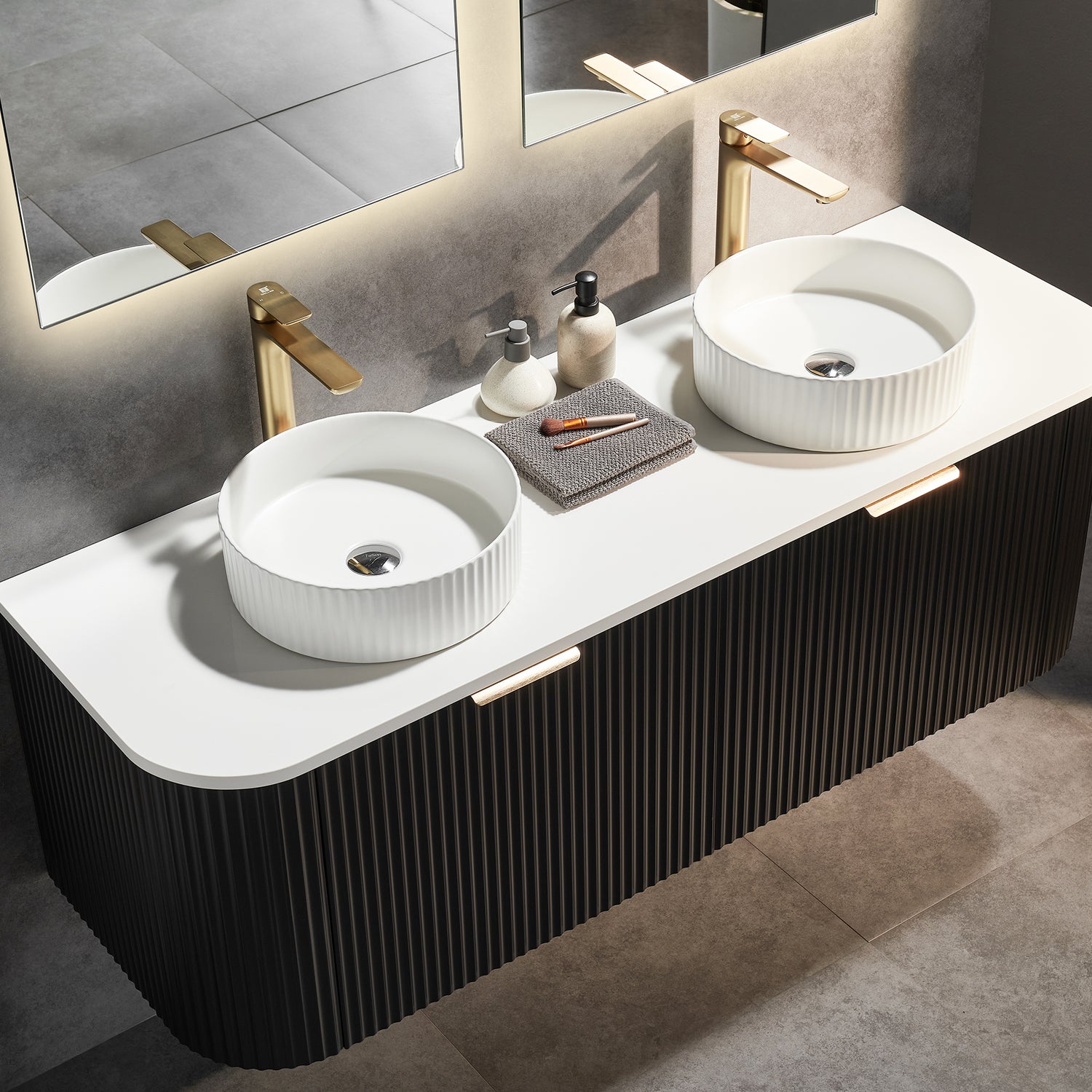 Avalon Wall Hung Vanity 1500mm (Double Bowl/Matte Black)