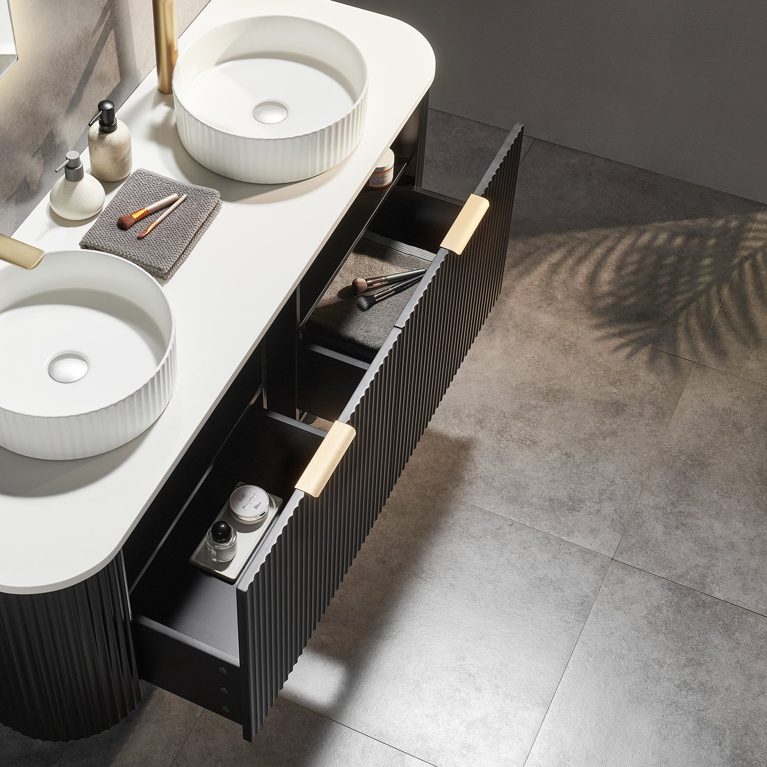 Avalon Wall Hung Vanity 1500mm (Double Bowl/Matte Black)